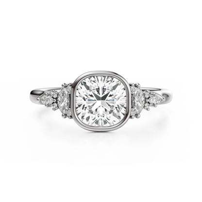 Marquise Shaped Three Stone Lab Grown Diamond Engagement Ring