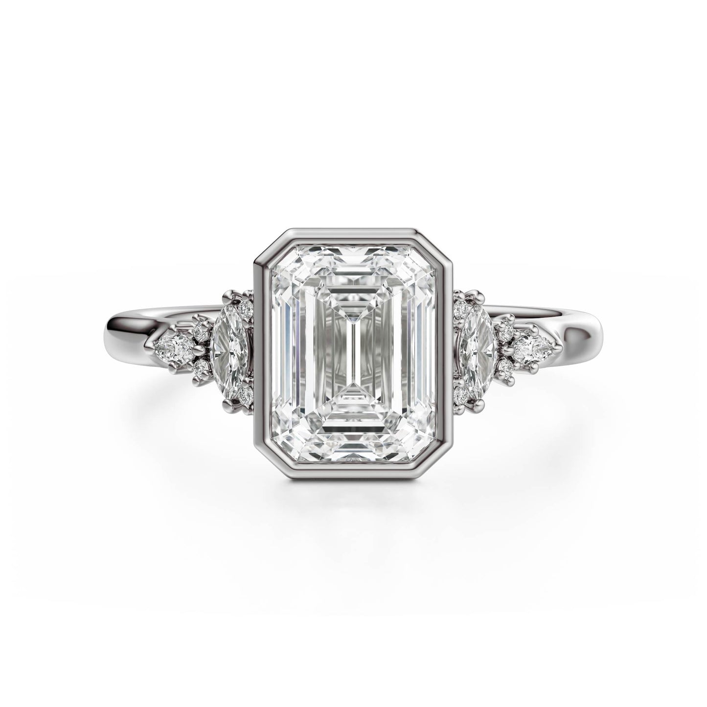 Marquise Shaped Three Stone Lab Grown Diamond Engagement Ring