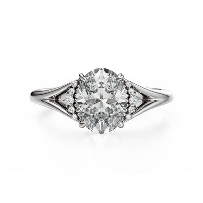 Marquise Shaped Three Stone Lab Grown Diamond Engagement Ring