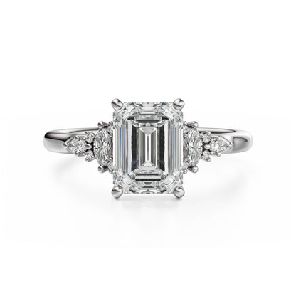 Marquise Shaped Three Stone Lab Grown Diamond Engagement Ring