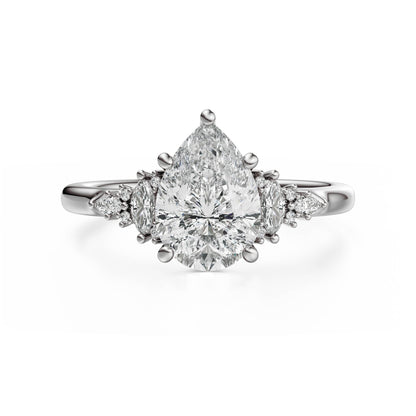 Marquise Shaped Three Stone Lab Grown Diamond Engagement Ring