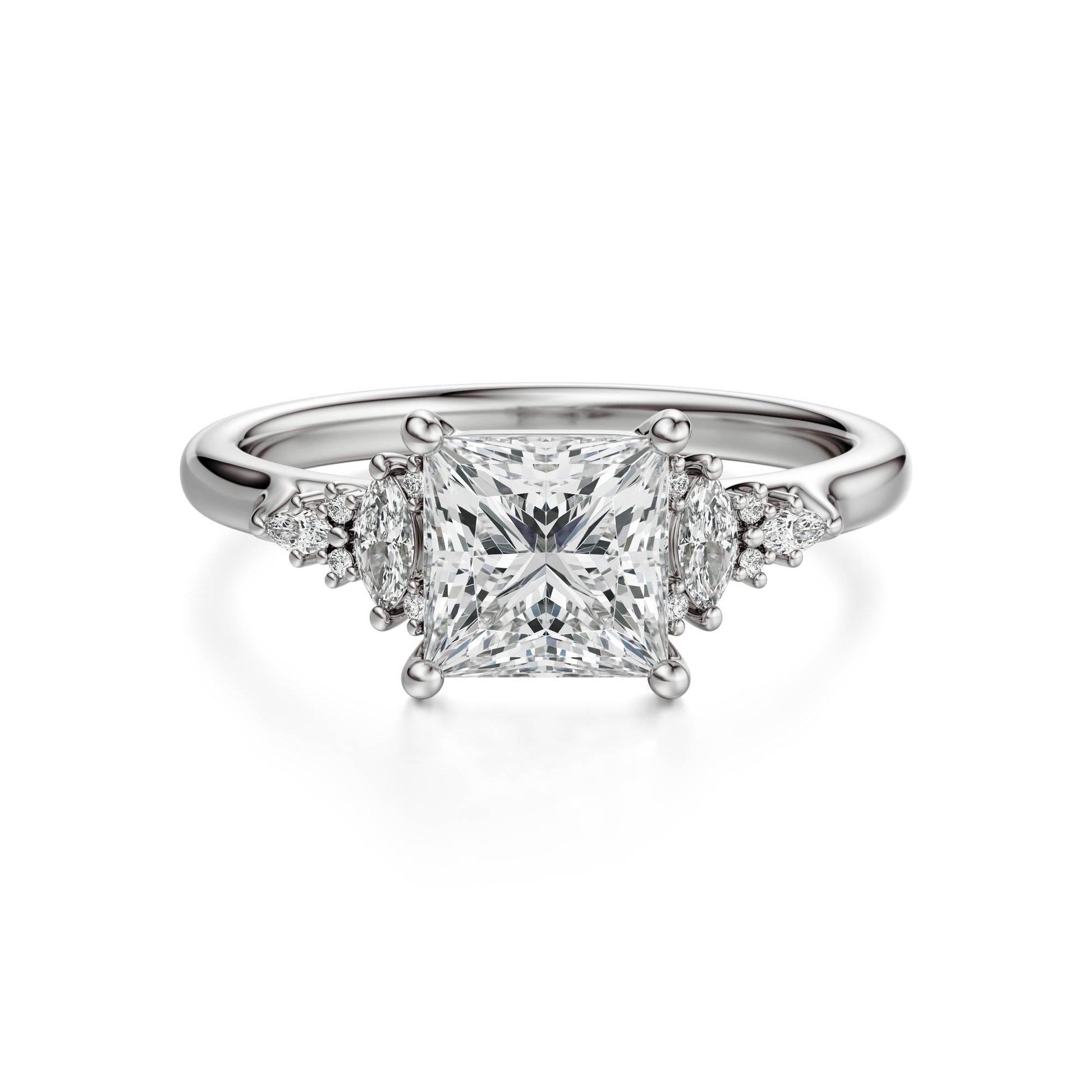 Marquise Shaped Three Stone Lab Grown Diamond Engagement Ring