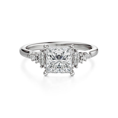 Marquise Shaped Three Stone Lab Grown Diamond Engagement Ring