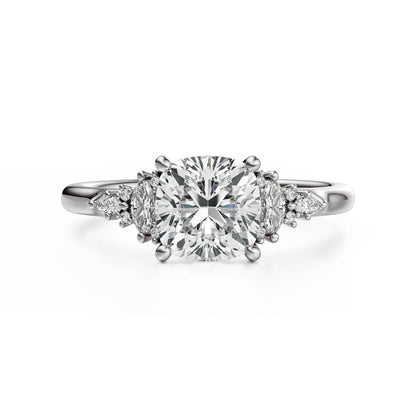 Marquise Shaped Three Stone Lab Grown Diamond Engagement Ring