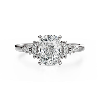 Marquise Shaped Three Stone Lab Grown Diamond Engagement Ring