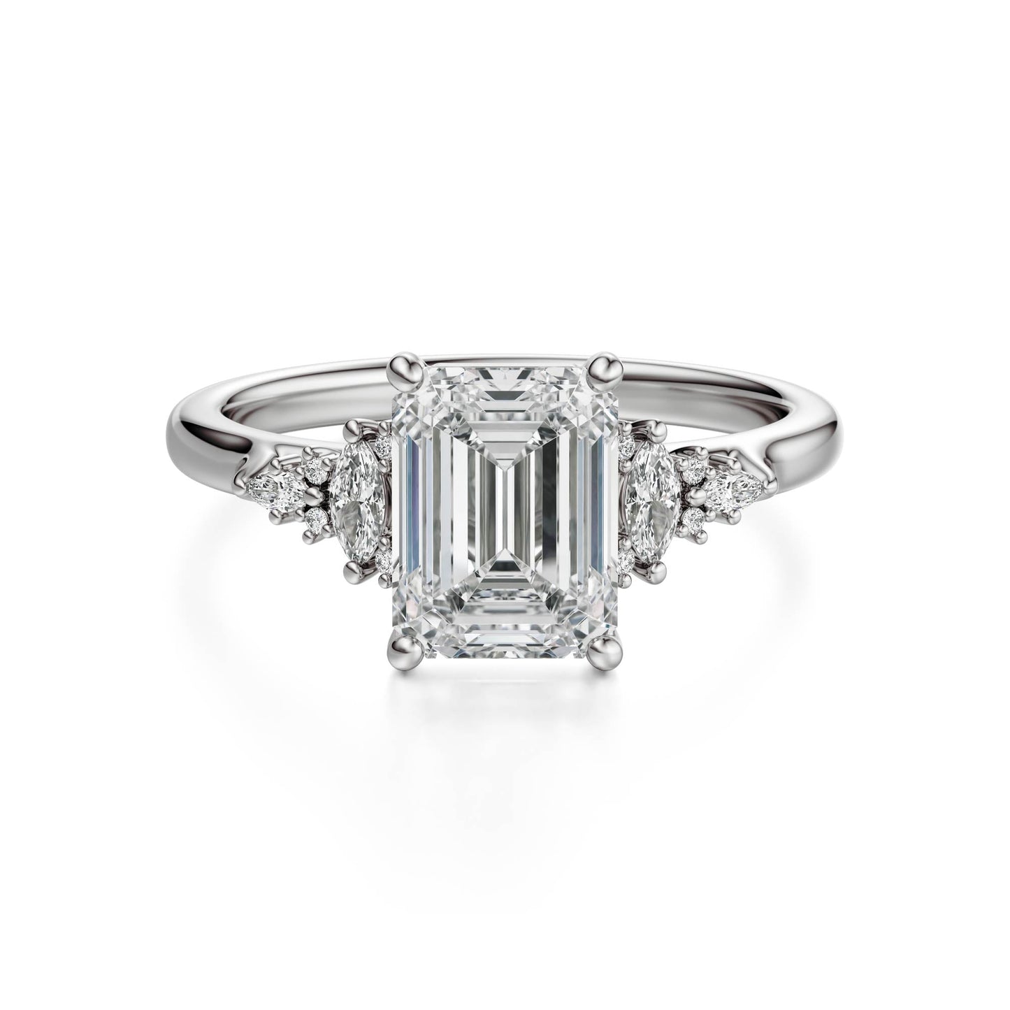 Marquise Shaped Three Stone Lab Grown Diamond Engagement Ring