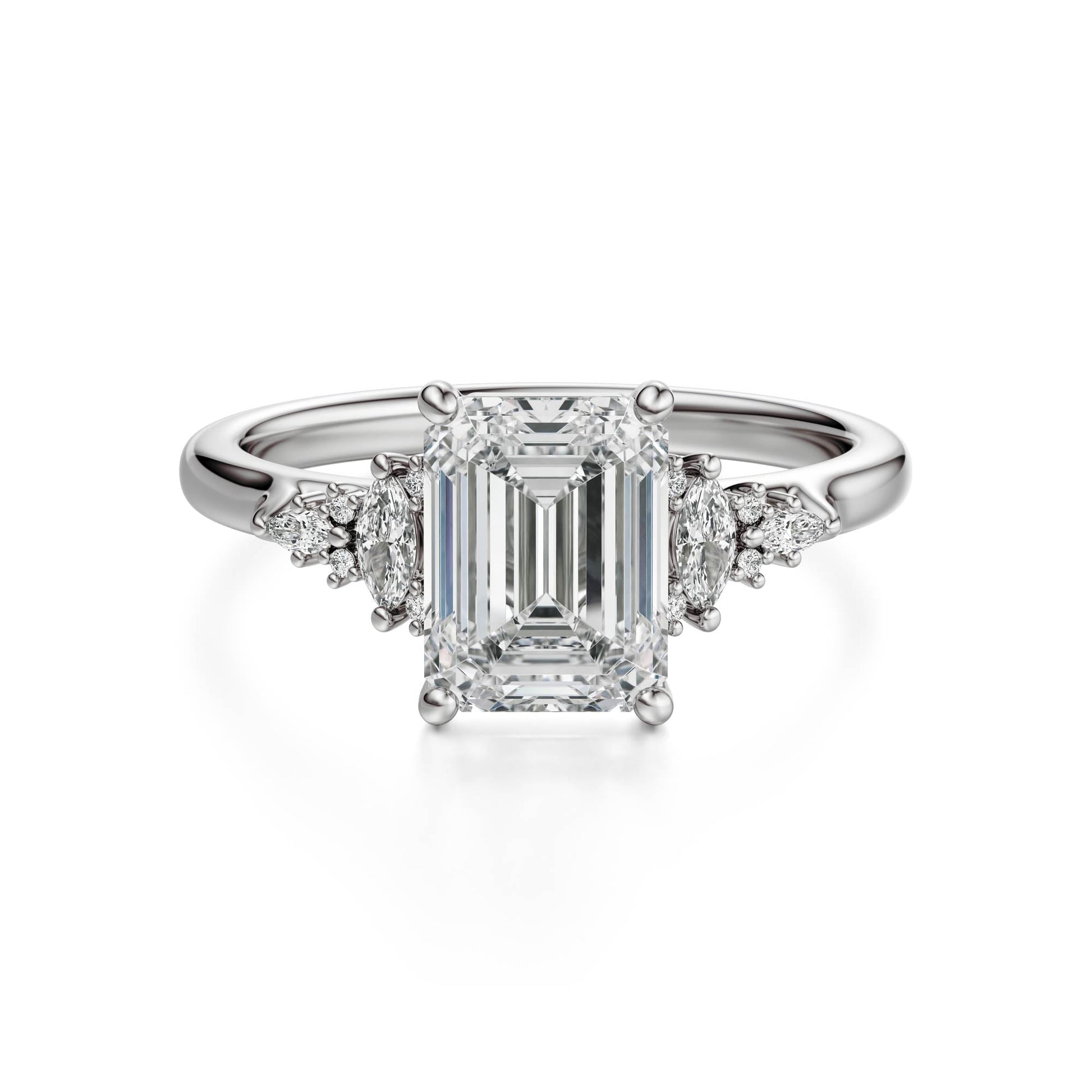 Marquise Shaped Three Stone Lab Grown Diamond Engagement Ring