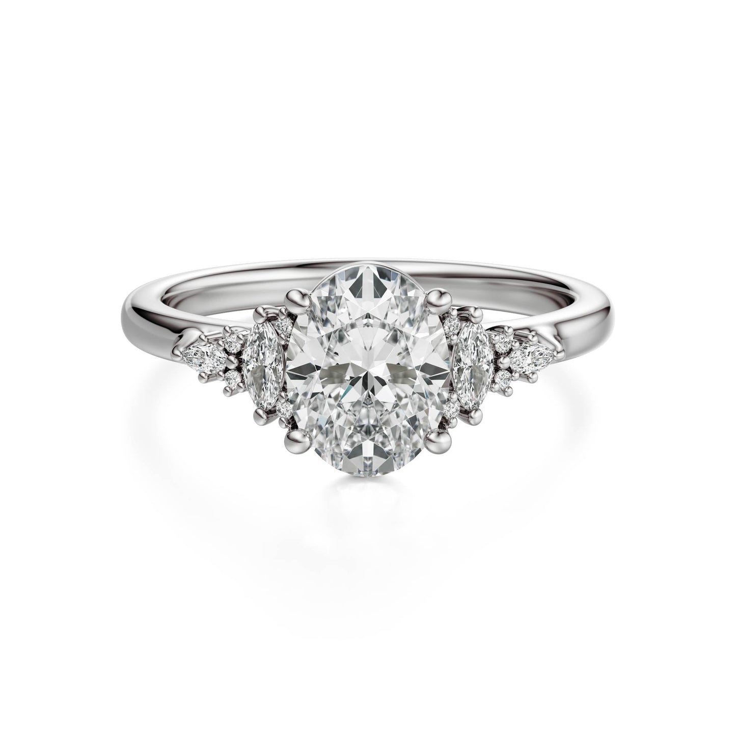 Marquise Shaped Three Stone Lab Grown Diamond Engagement Ring