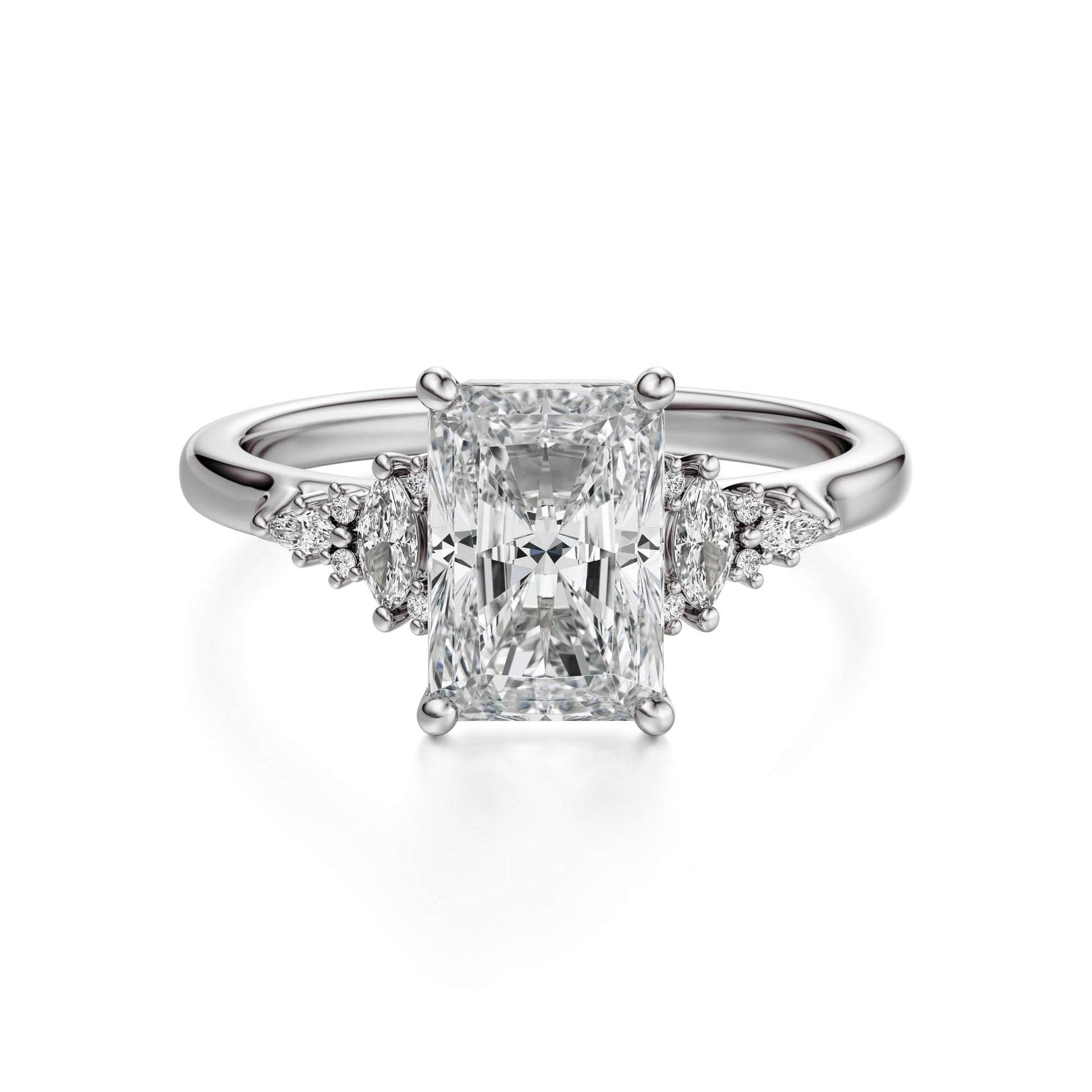 Marquise Shaped Three Stone Lab Grown Diamond Engagement Ring