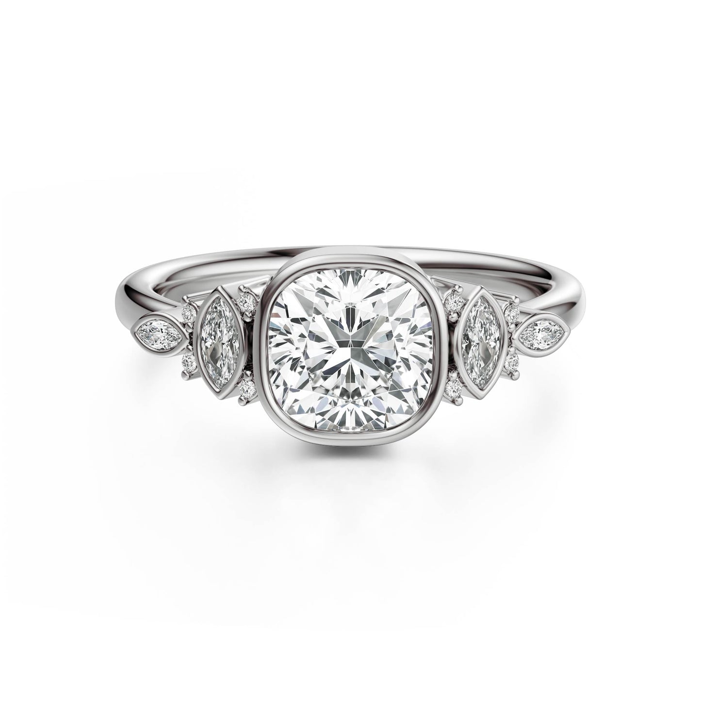Marquise Shaped Three Stone Lab Grown Diamond Engagement Ring