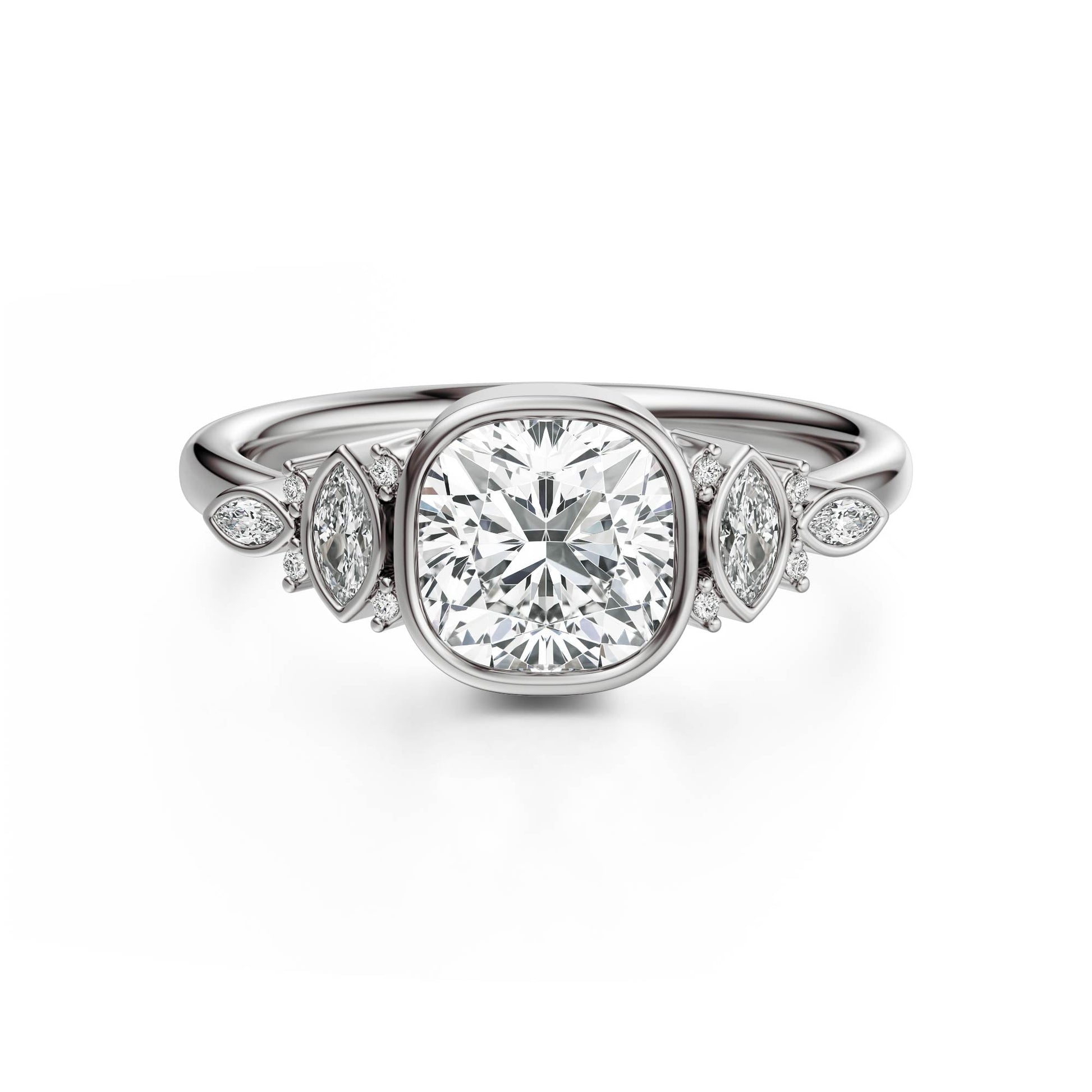 Marquise Shaped Three Stone Lab Grown Diamond Engagement Ring