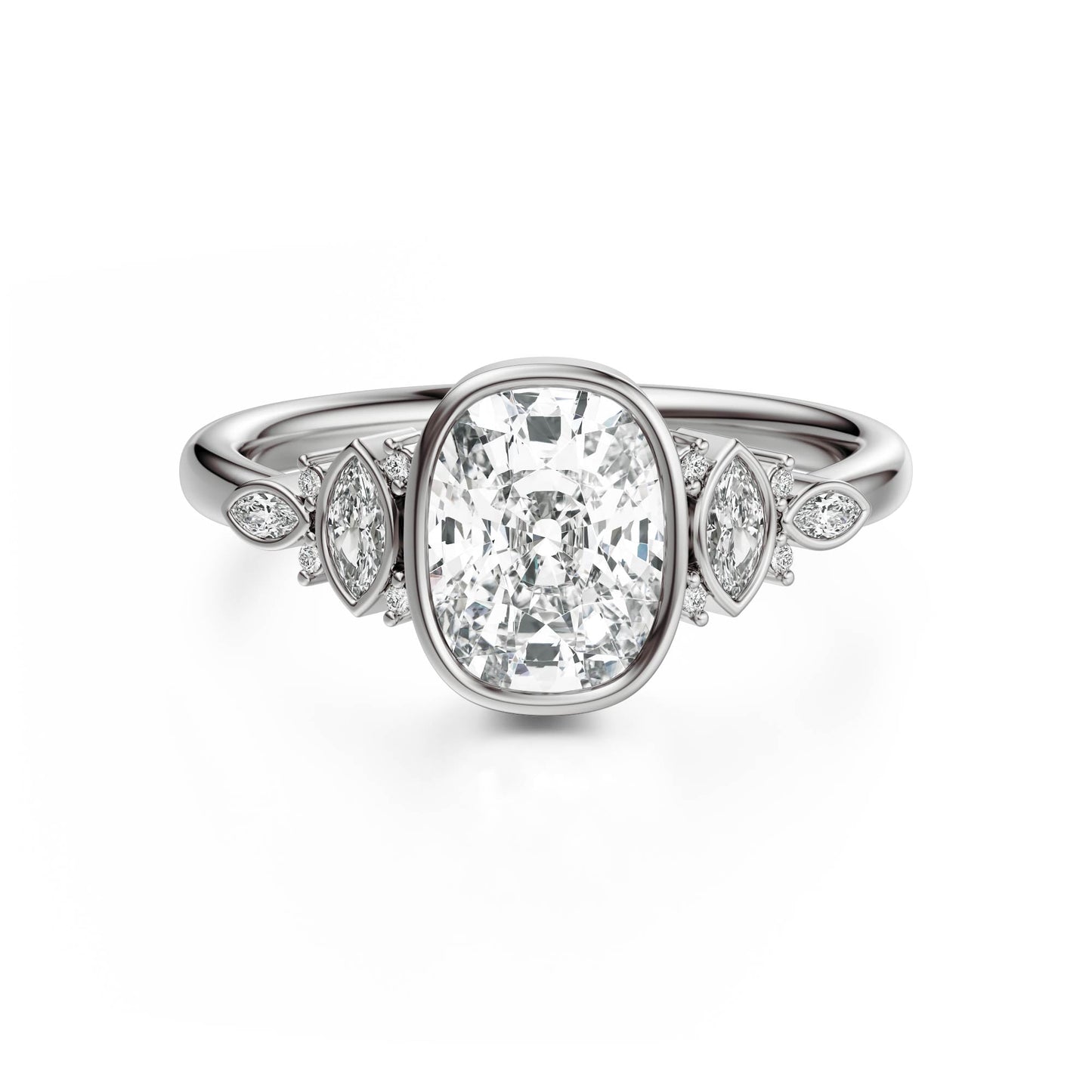 Marquise Shaped Three Stone Lab Grown Diamond Engagement Ring