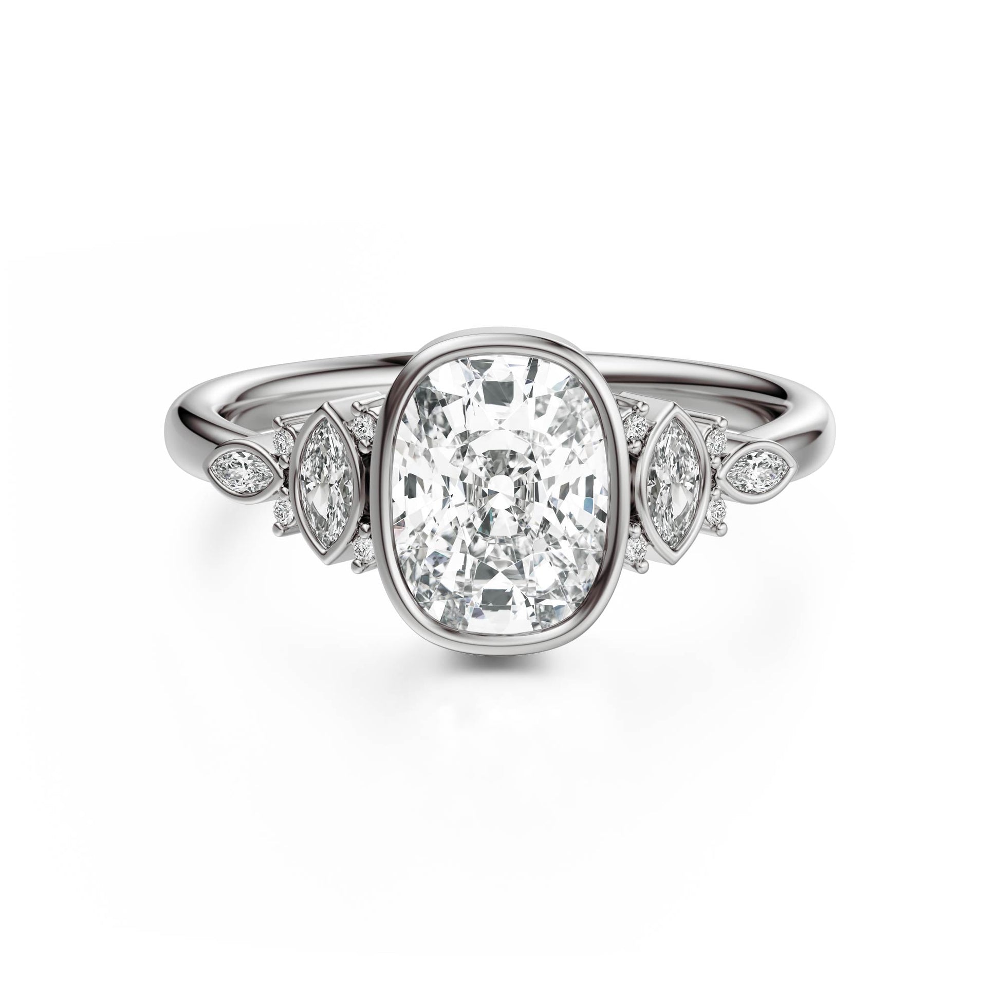 Marquise Shaped Three Stone Lab Grown Diamond Engagement Ring
