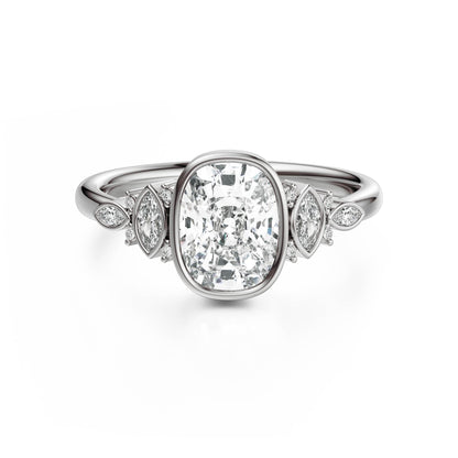 Marquise Shaped Three Stone Lab Grown Diamond Engagement Ring