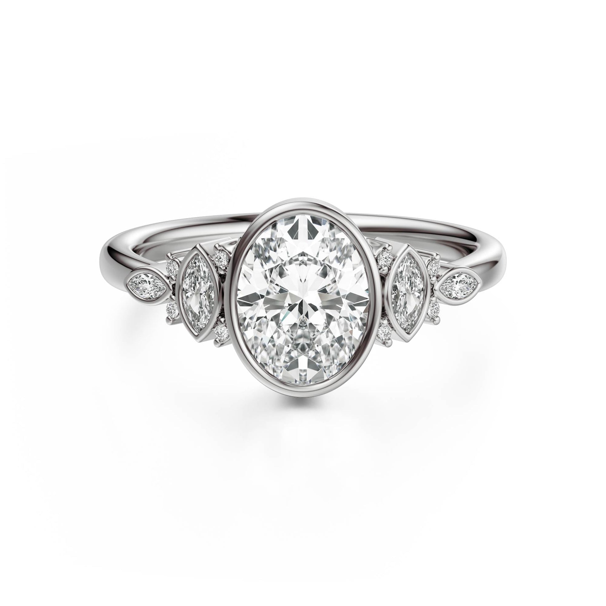 Marquise Shaped Three Stone Lab Grown Diamond Engagement Ring