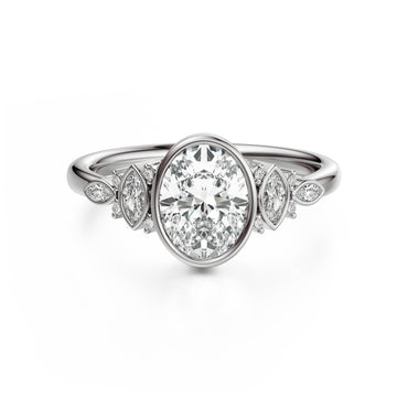 Marquise Shaped Three Stone Lab Grown Diamond Engagement Ring