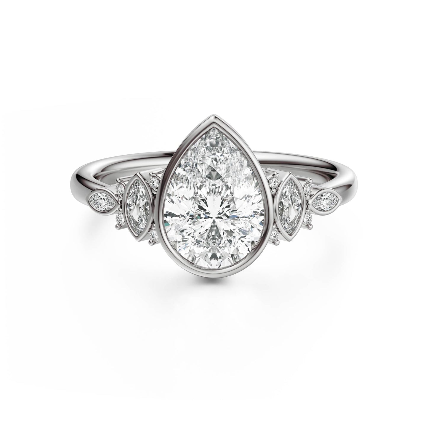 Marquise Shaped Three Stone Lab Grown Diamond Engagement Ring