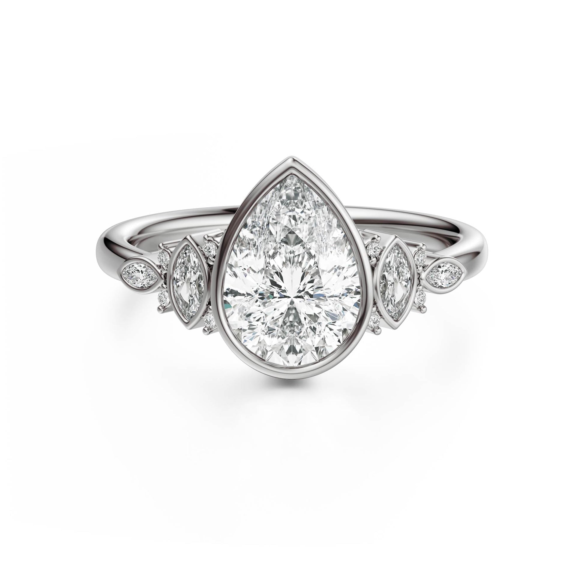 Marquise Shaped Three Stone Lab Grown Diamond Engagement Ring