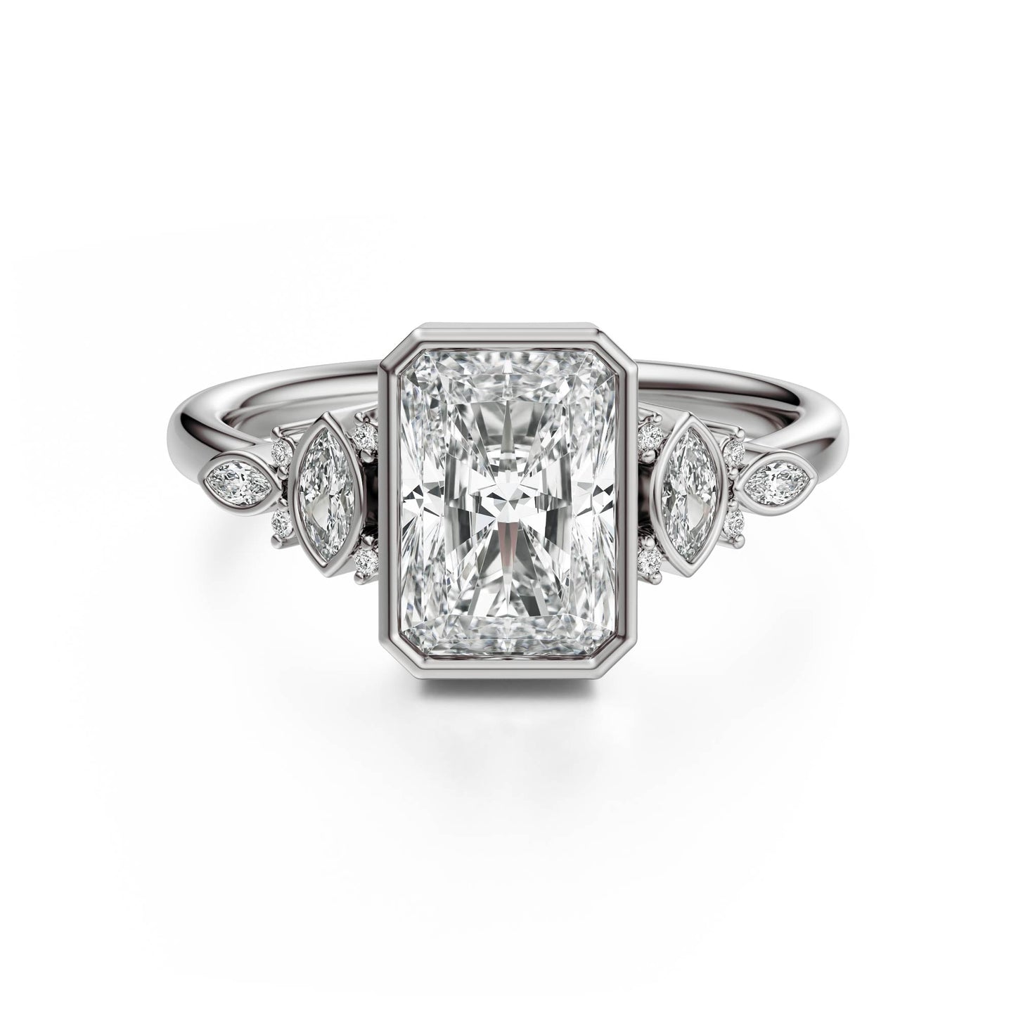 Marquise Shaped Three Stone Lab Grown Diamond Engagement Ring