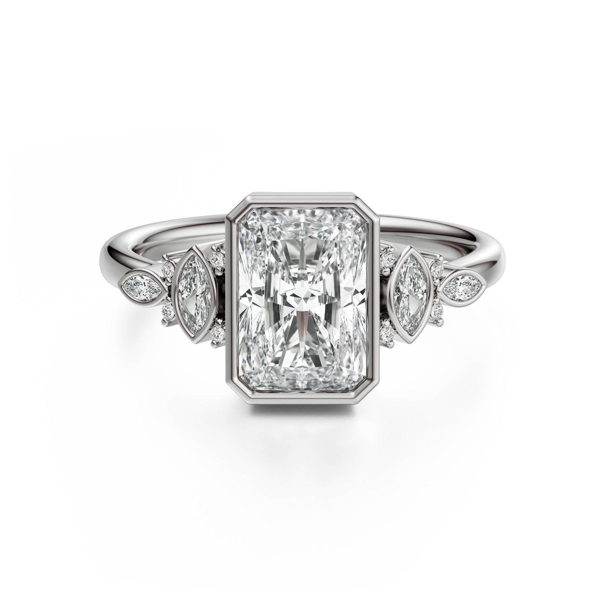Marquise Shaped Three Stone Lab Grown Diamond Engagement Ring