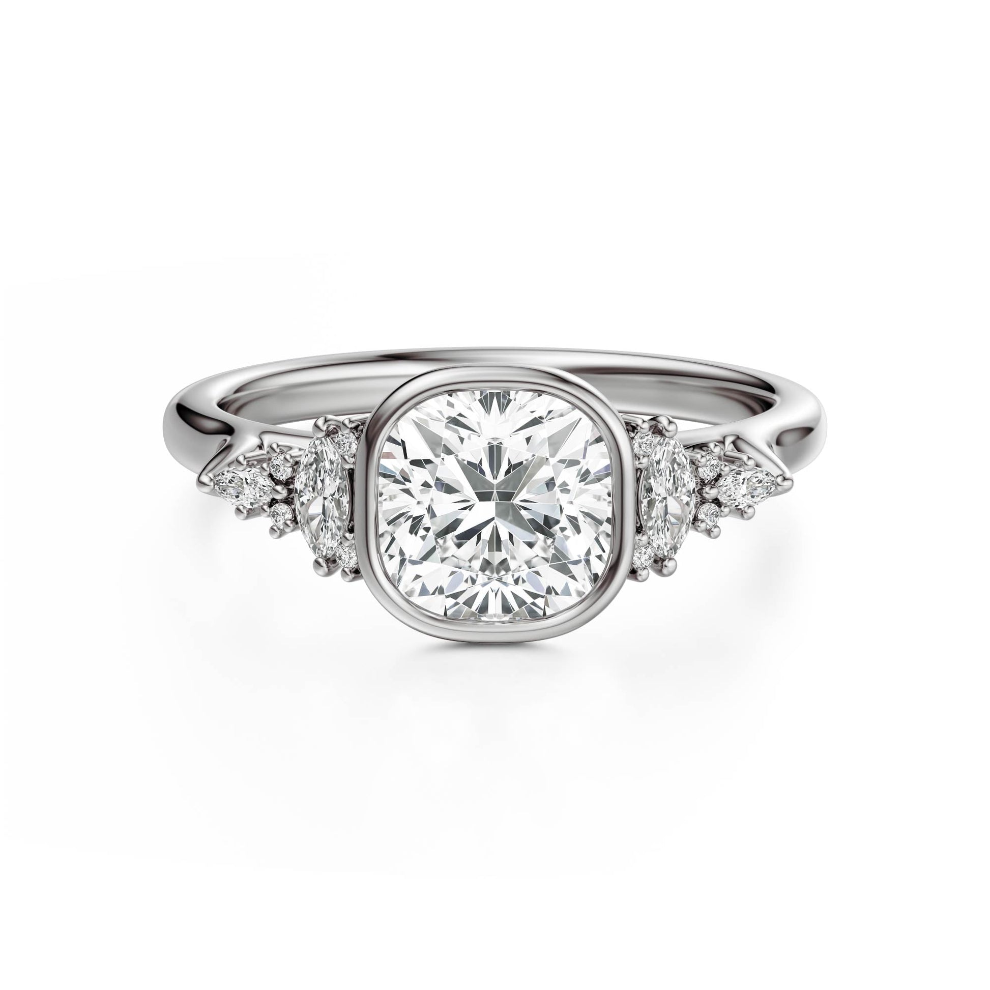Marquise Shaped Three Stone Lab Grown Diamond Engagement Ring