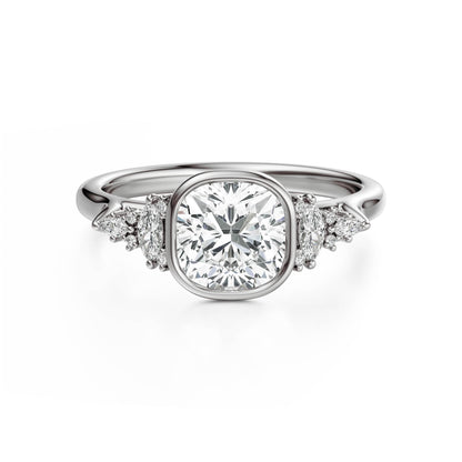 Marquise Shaped Three Stone Lab Grown Diamond Engagement Ring