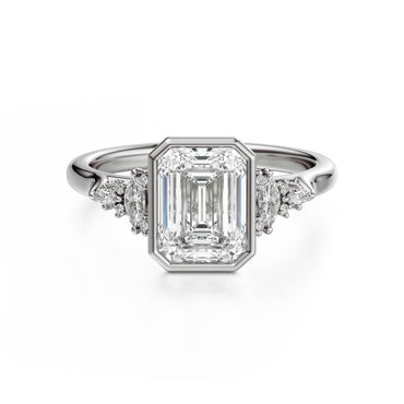 Marquise Shaped Three Stone Lab Grown Diamond Engagement Ring