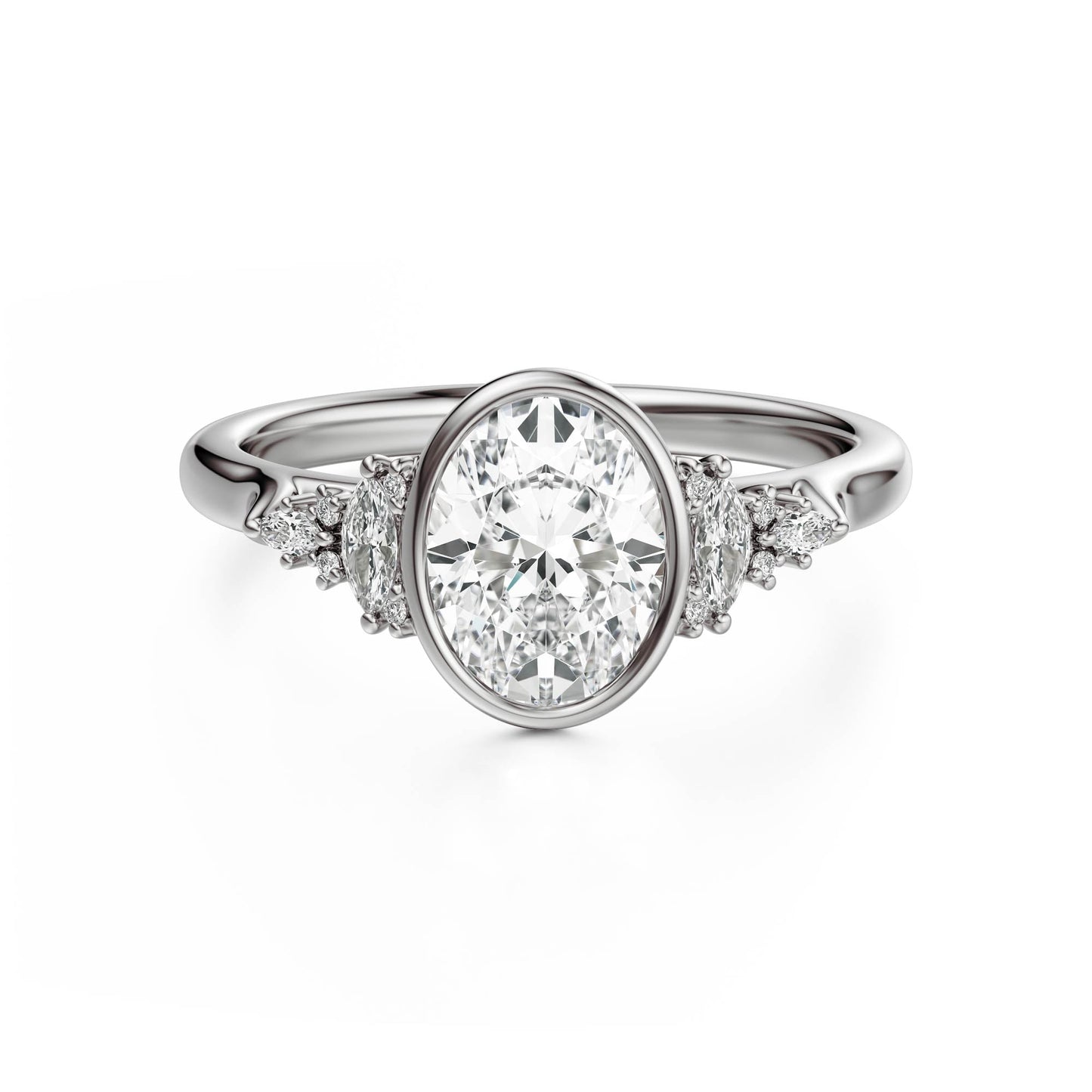Marquise Shaped Three Stone Lab Grown Diamond Engagement Ring