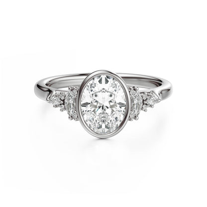 Marquise Shaped Three Stone Lab Grown Diamond Engagement Ring