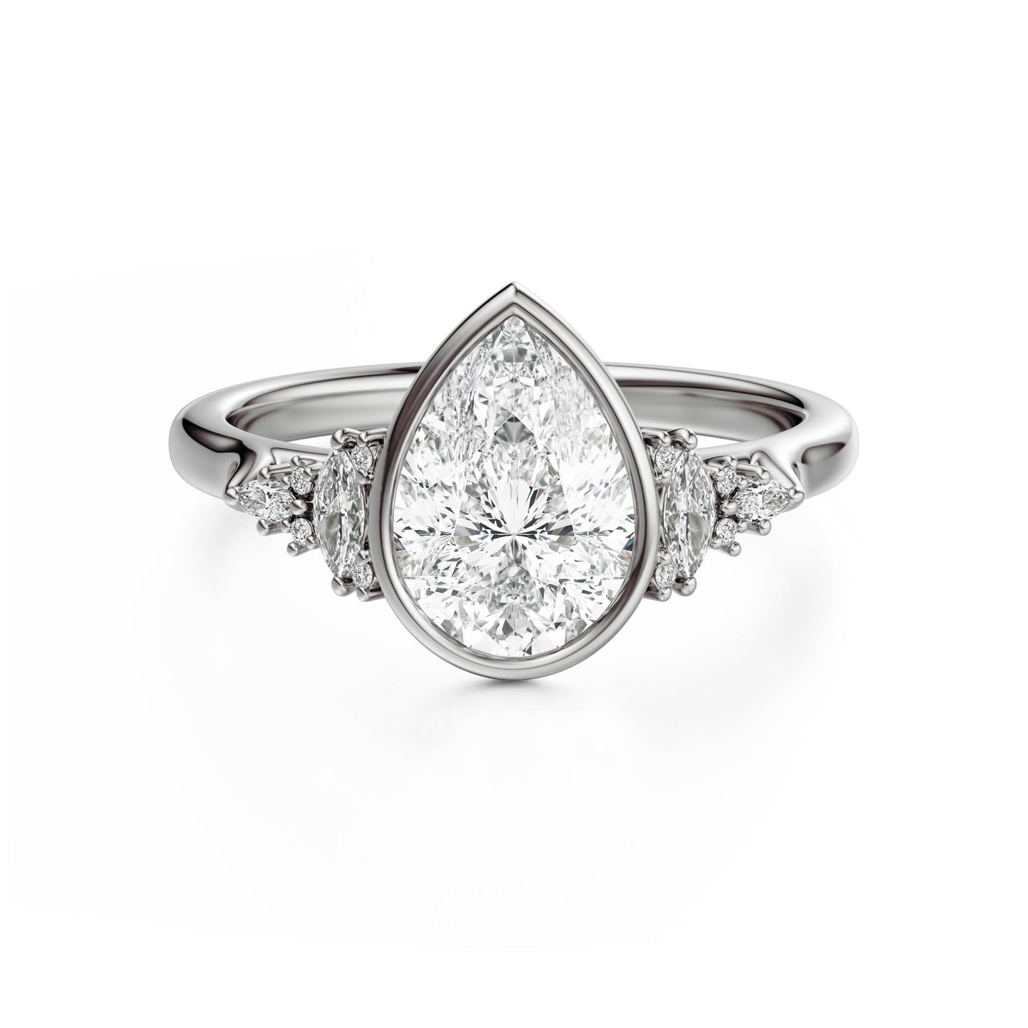 Marquise Shaped Three Stone Lab Grown Diamond Engagement Ring