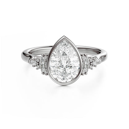 Marquise Shaped Three Stone Lab Grown Diamond Engagement Ring