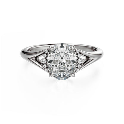Marquise Shaped Three Stone Lab Grown Diamond Engagement Ring