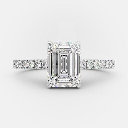 1.60 CT Emerald Pave Setting Moissanite Engagement Ring 4