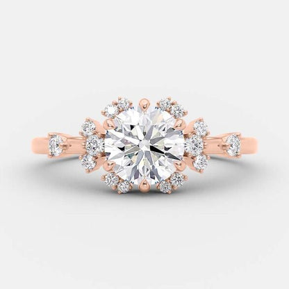 1.0 CT Round Cut Cluster Art Deco Style Moissanite Engagement Ring 7