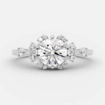 1.0 CT Round Cut Cluster Art Deco Style Moissanite Engagement Ring 5