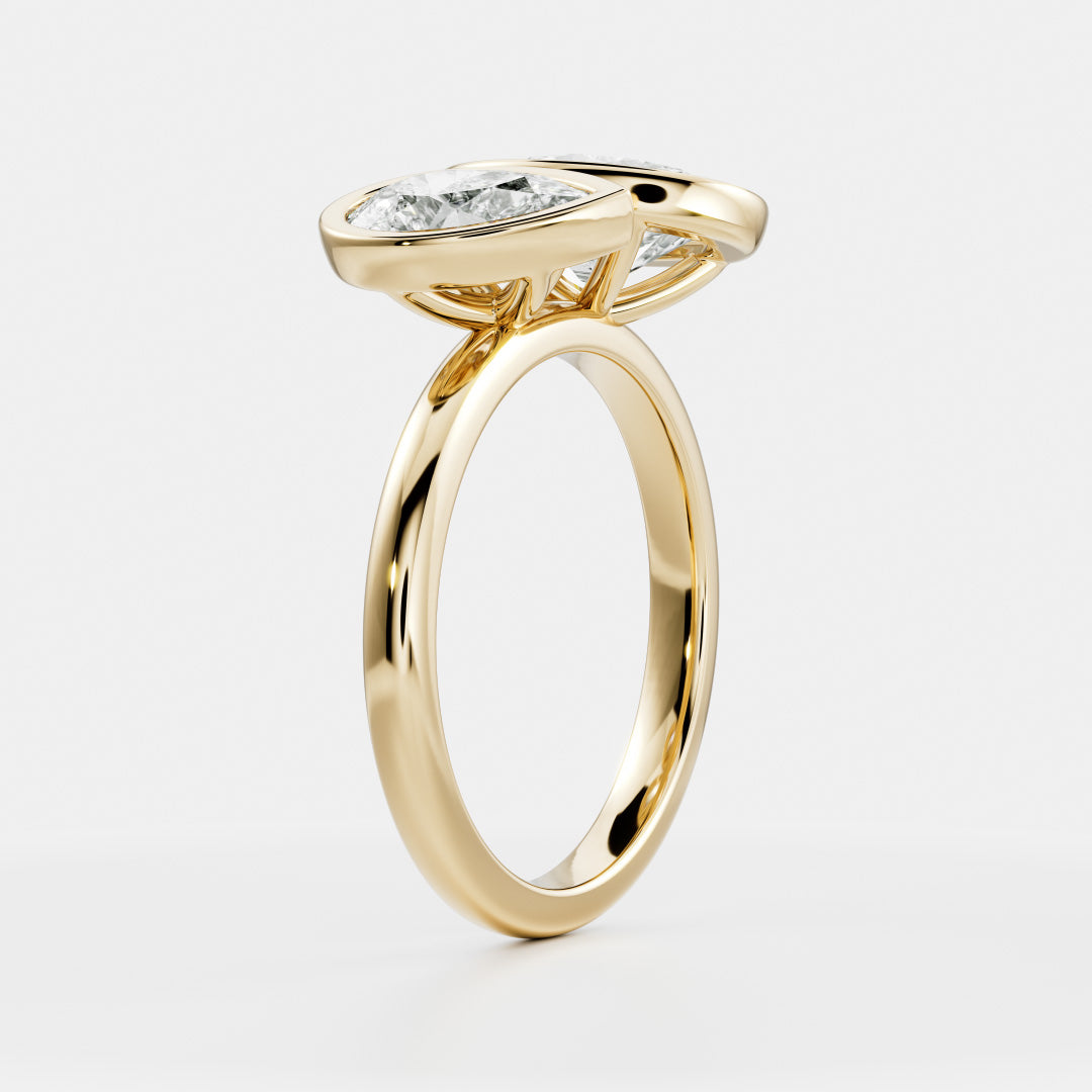 Marquise Cut Cluster Styled Lab Grown Diamond Engagement Ring