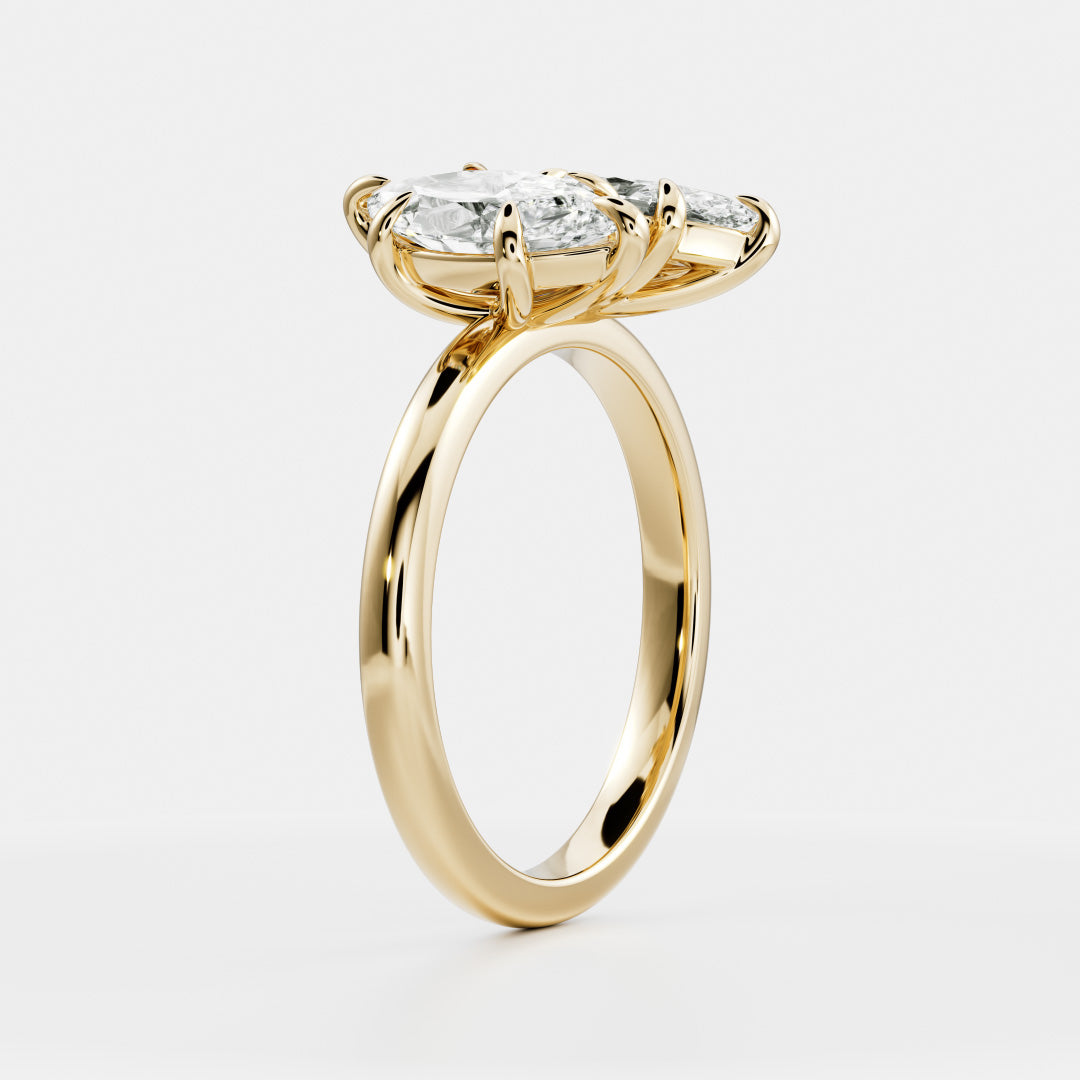 Marquise Cut Cluster Styled Lab Grown Diamond Engagement Ring