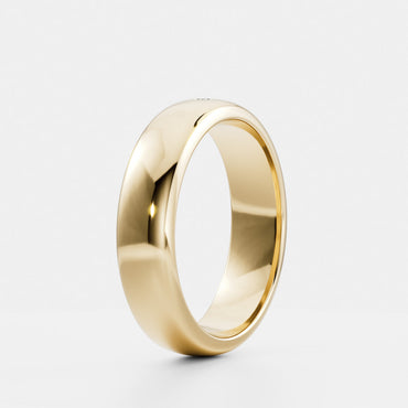 Round Brilliant Lab Grown Diamond Inlay Comfort Fit  Men's Gold Wedding Band