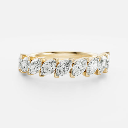 0.25 TCW Round Shaped Half Eternity Lab Grown Diamond Wedding Band