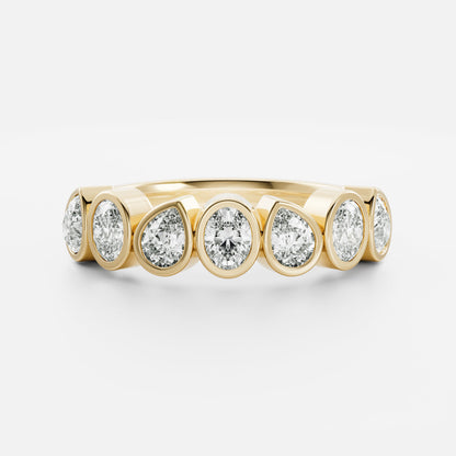 0.25 TCW Round Shaped Half Eternity Lab Grown Diamond Wedding Band