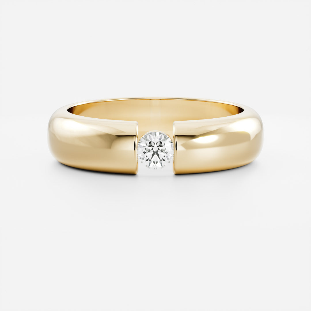 Round Lab Grown Diamond Tension Set Men's Gold Wedding Band