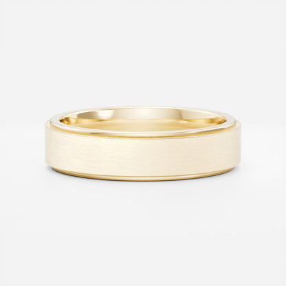 Flat Bevelled Edge Brushed Men's Gold Wedding Band