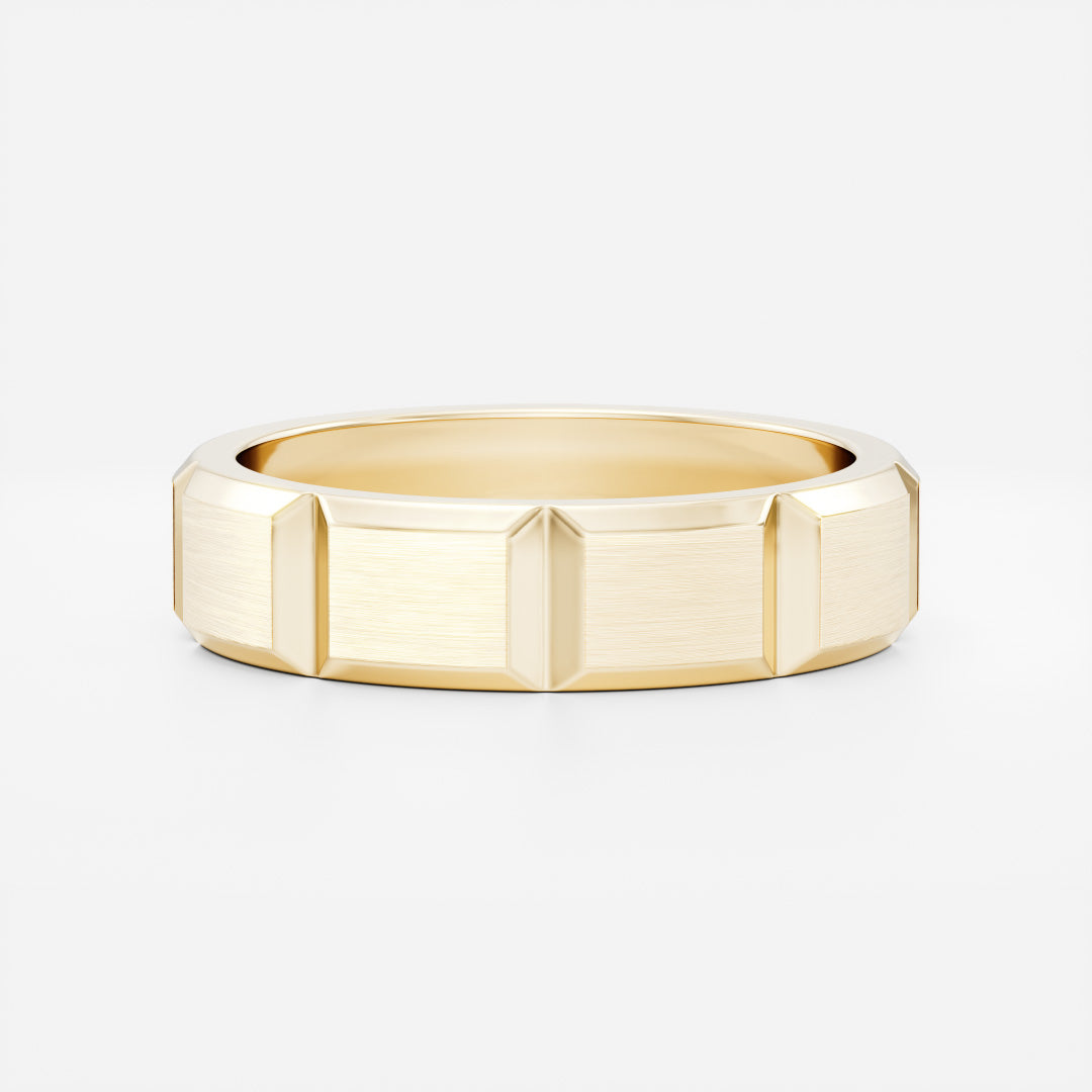 Brushed Modular Men's Gold Wedding Band