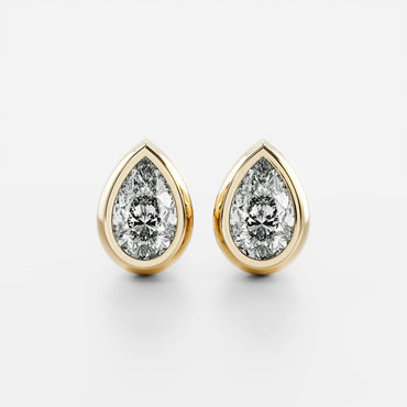 0.50 TCW Pear Cut Moissanite Bezel Stud Earrings in Gold