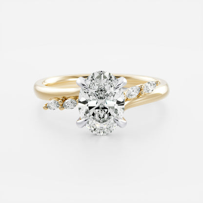 Marquise Cut Cluster Styled Lab Grown Diamond Engagement Ring