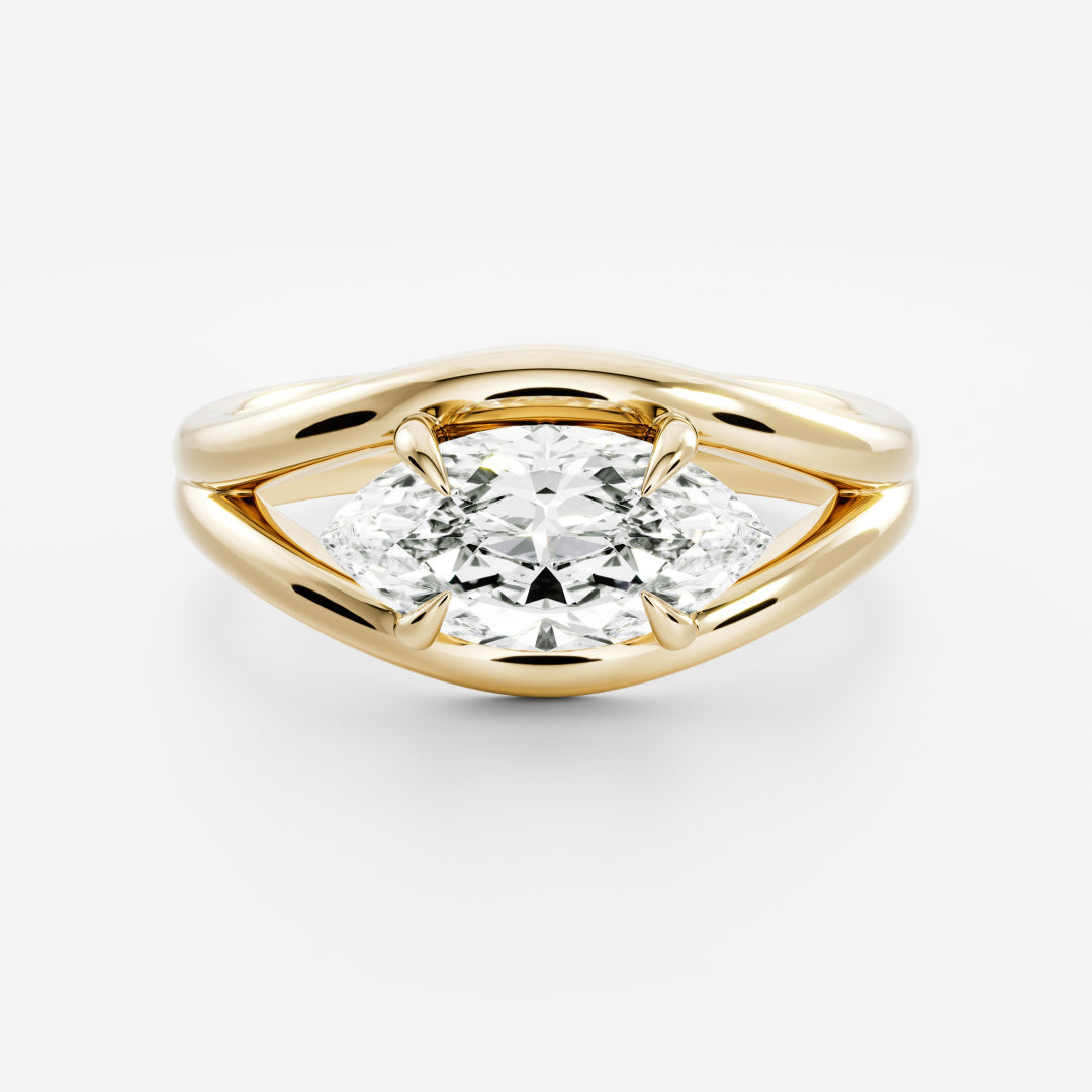 Marquise Cut Cluster Styled Lab Grown Diamond Engagement Ring