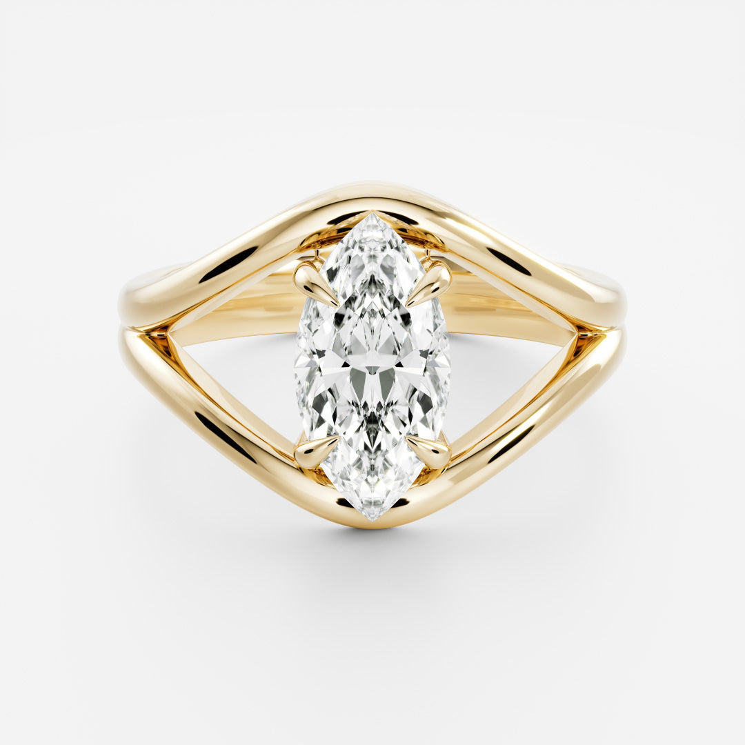 Marquise Cut Cluster Styled Lab Grown Diamond Engagement Ring