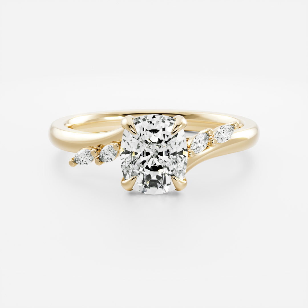 Marquise Cut Cluster Styled Lab Grown Diamond Engagement Ring
