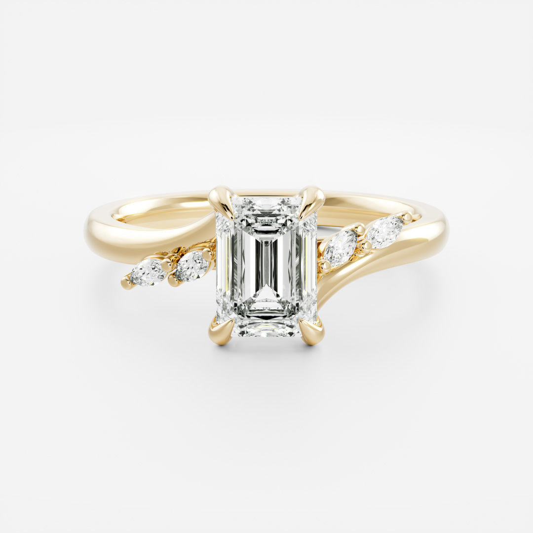 Marquise Cut Cluster Styled Lab Grown Diamond Engagement Ring