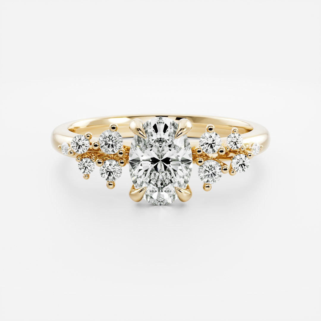 Marquise Cut Cluster Styled Lab Grown Diamond Engagement Ring